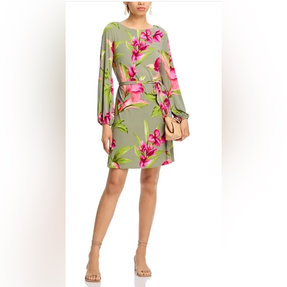 TOMMY BAHAMA Lavish Blooms in Tea Leaf Long Sleeves Mini Dress, NWT
